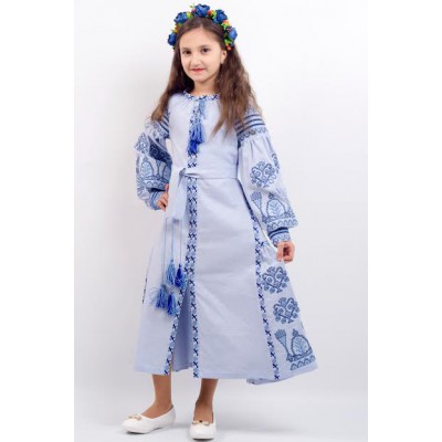 Embroidered dress for girl "Luxury 2" blue